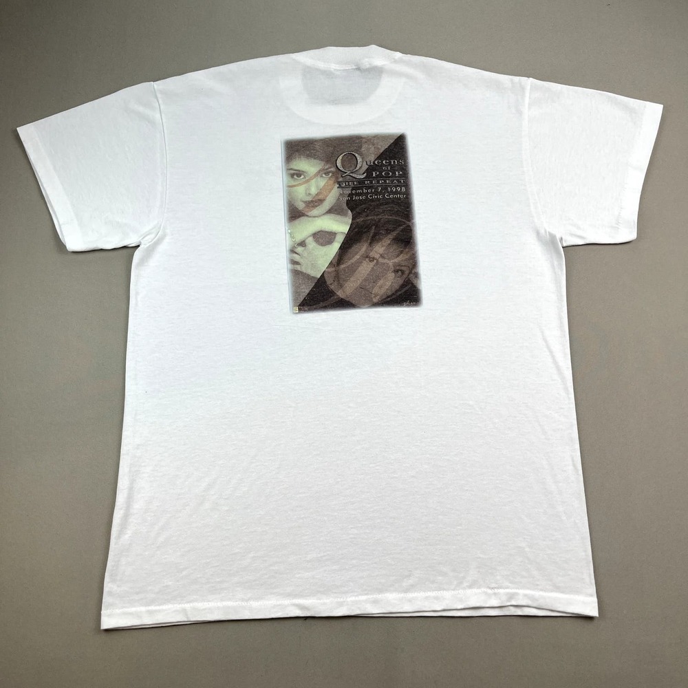 Vintage Queens Of Pop T-Shirt Mens Large White The Repeat Music Tour Madonna 90s